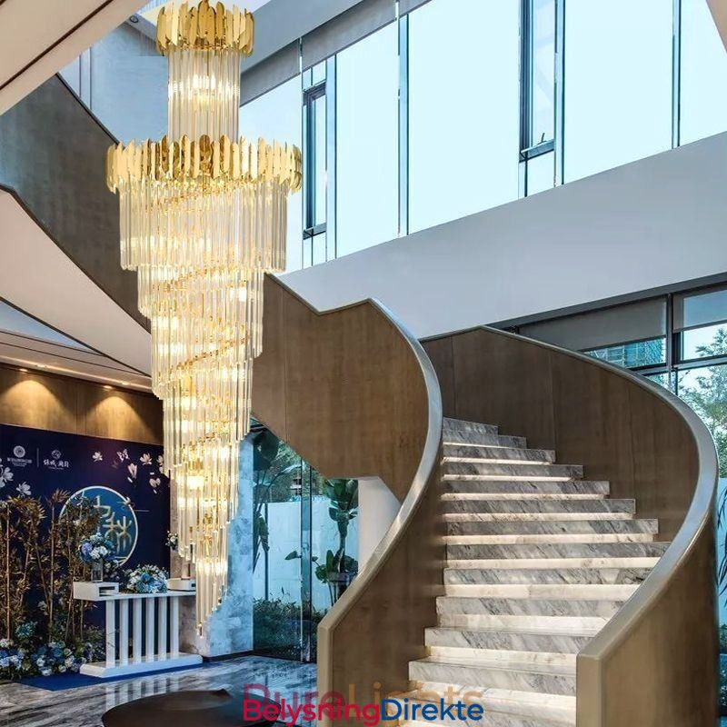 Europeisk Pendellampe Krystall Hengende Lampe Trapper Entré