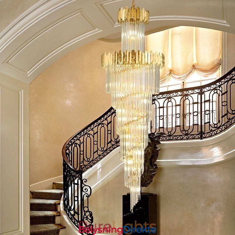 Europeisk Pendellampe Krystall Hengende Lampe Trapper Entré