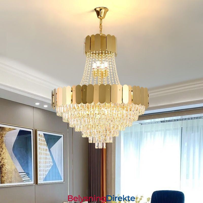 Moderne Krystallgull K9 Hengende Taklampe