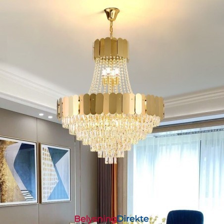 Moderne Krystallgull K9 Hengende Taklampe