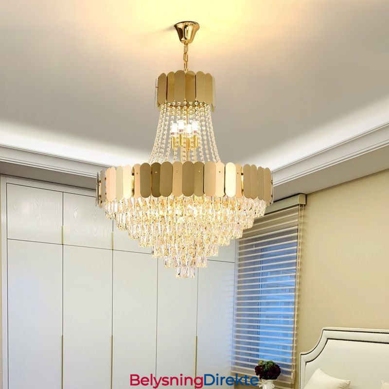 Moderne Krystallgull K9 Hengende Taklampe