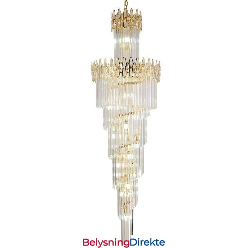 Europeisk Krystall Høyt Tak Pendellampe Trapper