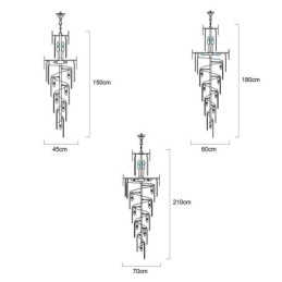 Europeisk Krystall Høyt Tak Pendellampe Trapper