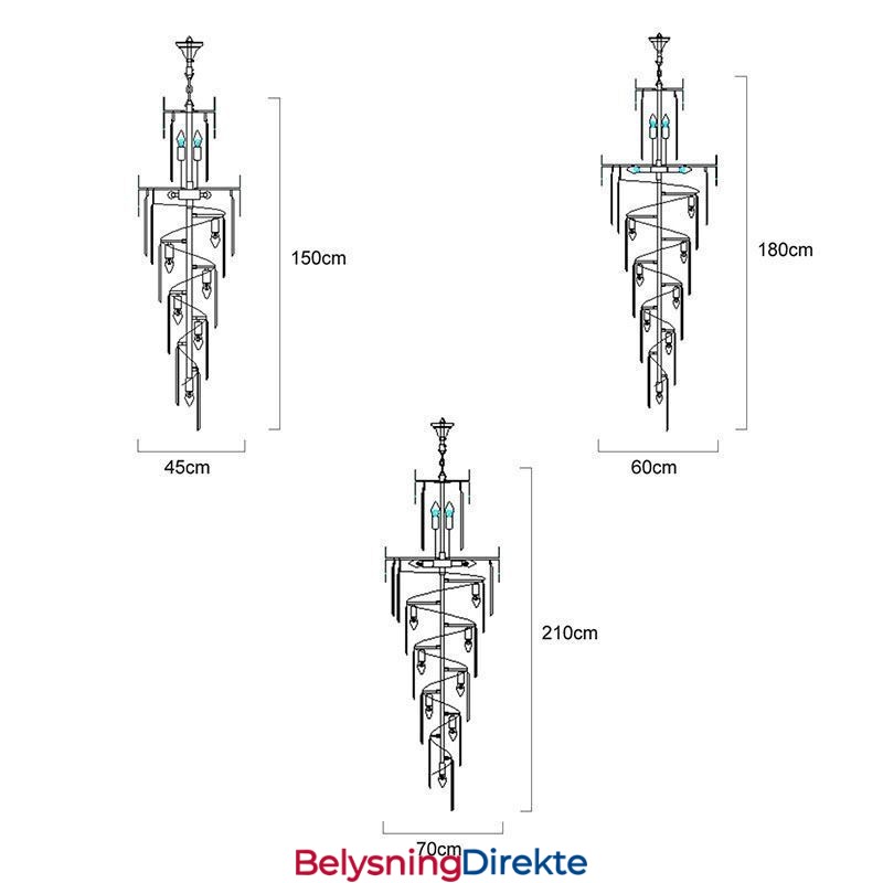 Europeisk Krystall Høyt Tak Pendellampe Trapper
