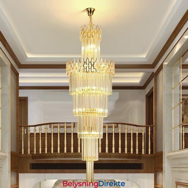 Moderne Spektakulære Høytliggende Pendellampe I Trapper