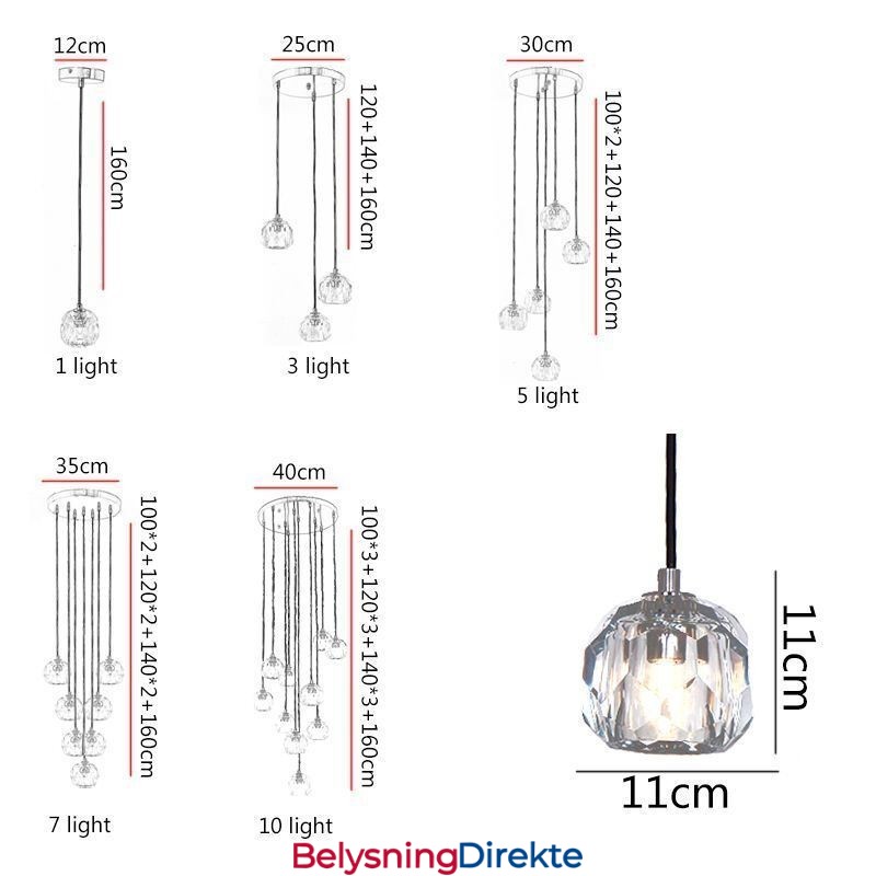 Moderne Krystallfotballformet Taklampe Hengende Lys