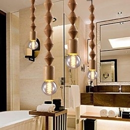 Tradisjonell Klassisk Mini-Stil Lysekrone I Tre Og Bambus