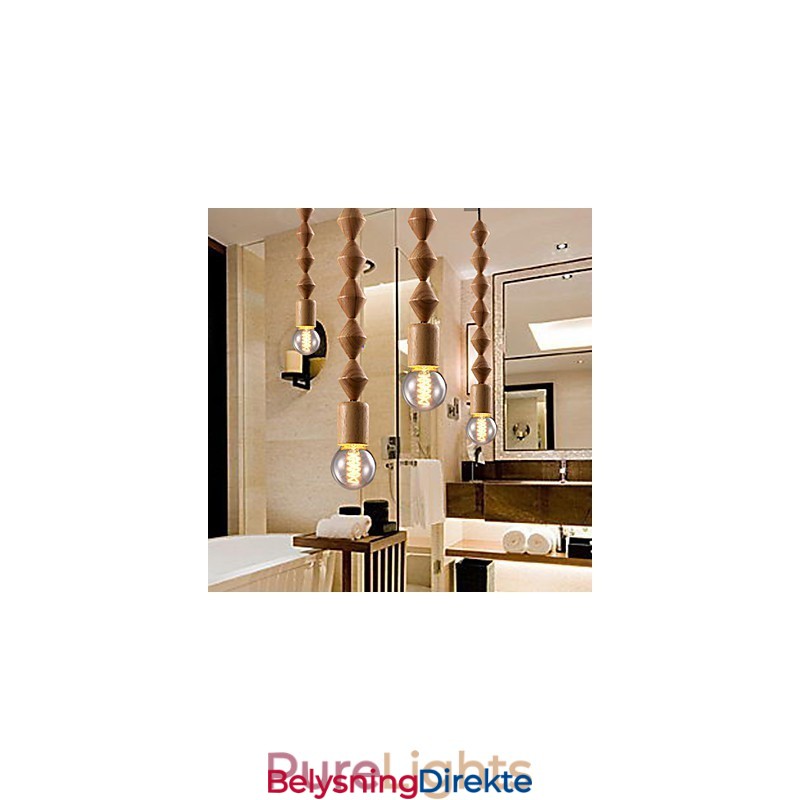 Tradisjonell Klassisk Mini-Stil Lysekrone I Tre Og Bambus