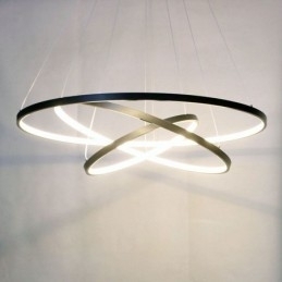 Moderne Pendellampe I Aluminium, Svart, Hengende Lampe Med 3 Ringer