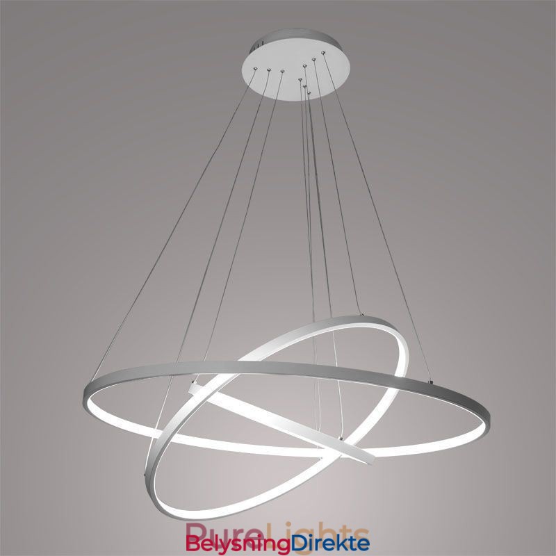 Moderne Pendellampe I Aluminium, Svart, Hengende Lampe Med 3 Ringer
