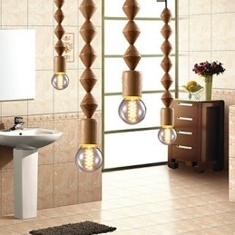 Tradisjonell Klassisk Mini-Stil Lysekrone I Tre Og Bambus