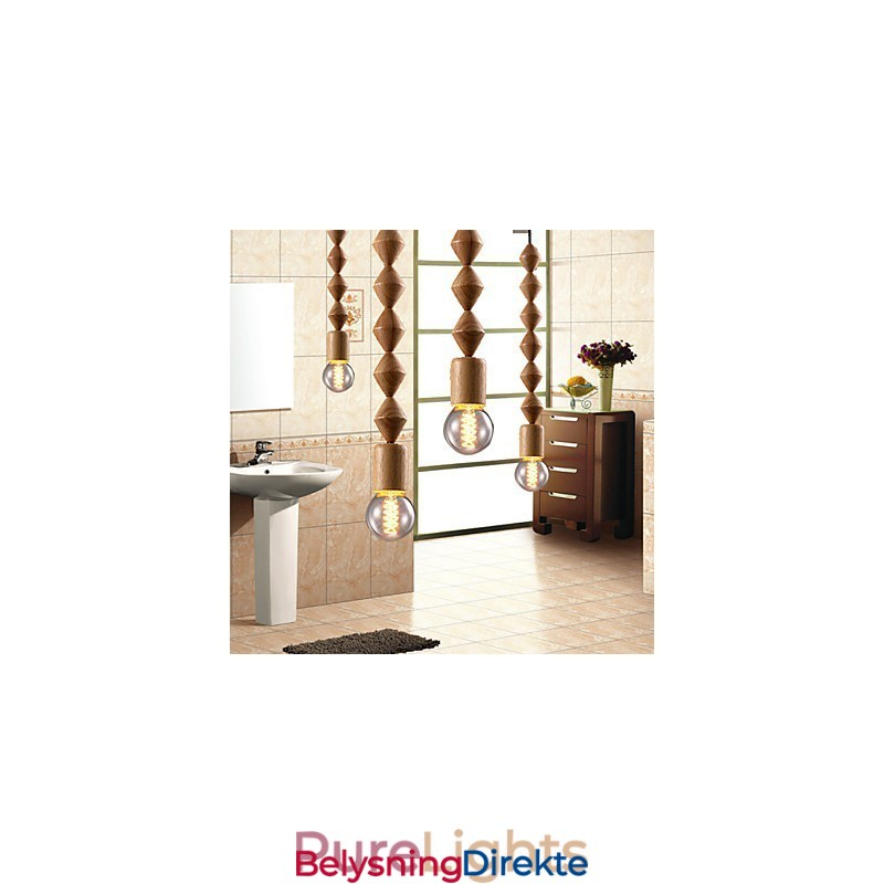 Tradisjonell Klassisk Mini-Stil Lysekrone I Tre Og Bambus