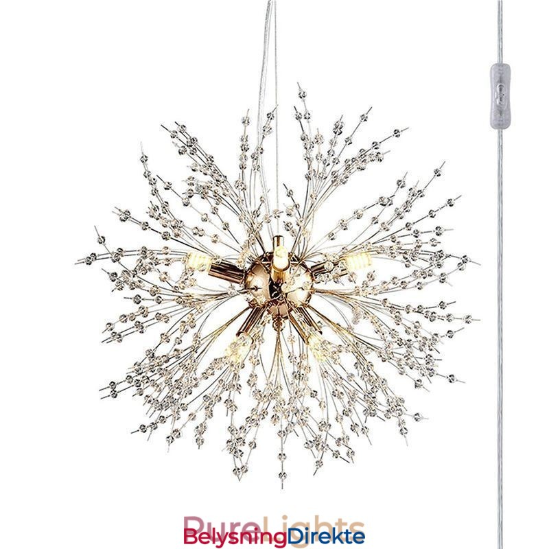 Fyrverkerikronekrone Med 8 Lys Og Løvetann-Anhengslampe