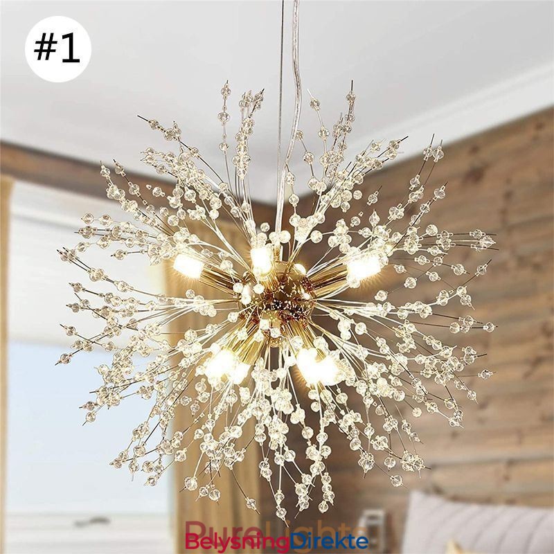 Fyrverkerikronekrone Med 8 Lys Og Løvetann-Anhengslampe