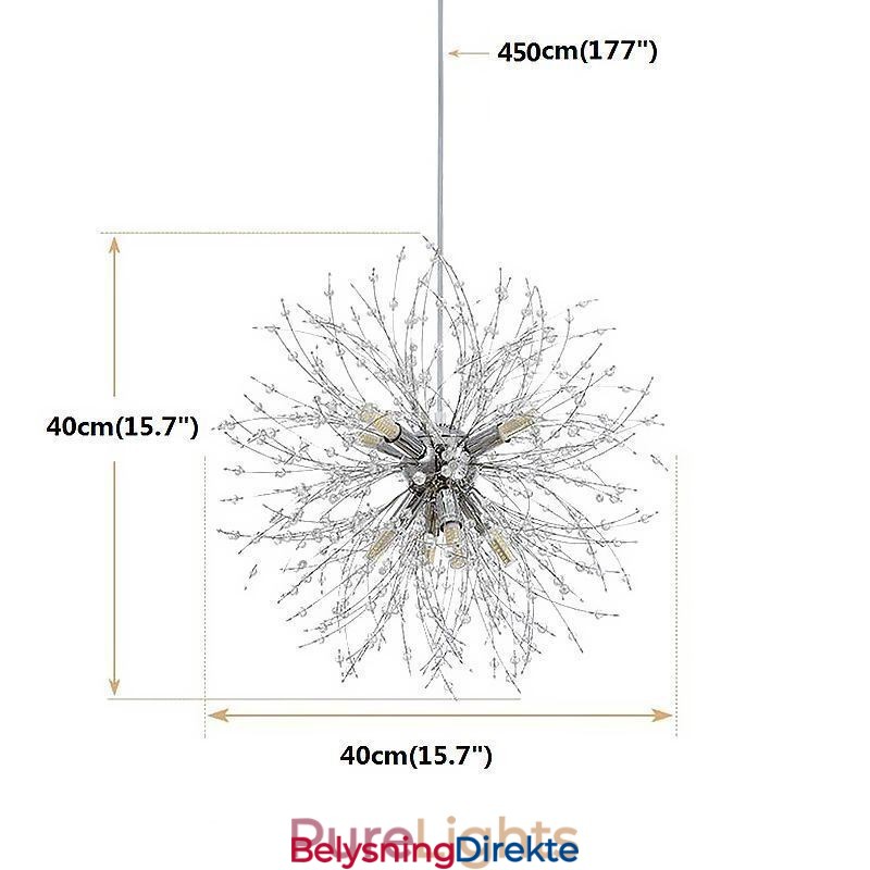 Fyrverkerikronekrone Med 8 Lys Og Løvetann-Anhengslampe