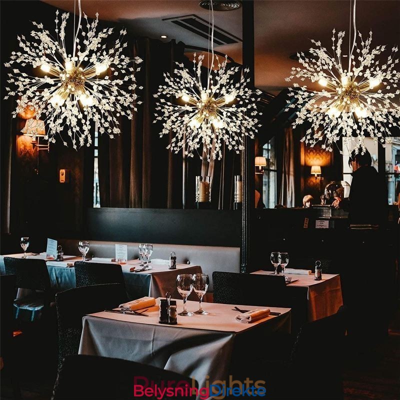 Fyrverkerikronekrone Med 8 Lys Og Løvetann-Anhengslampe