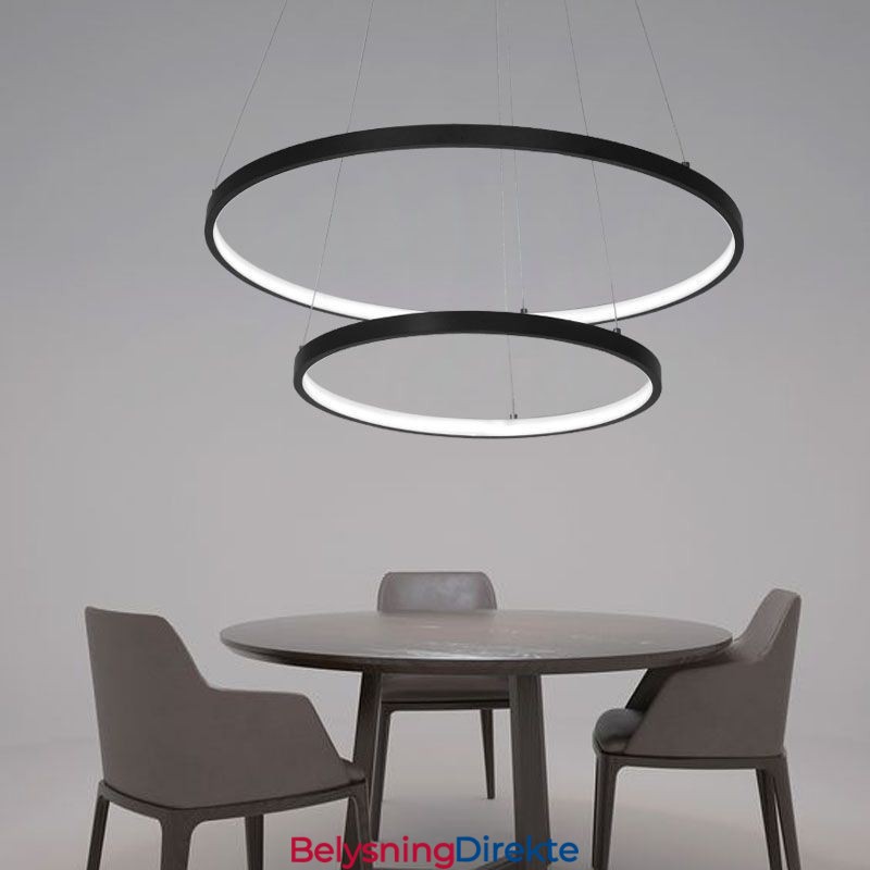 Moderne Enkel Pendellampe I Aluminium Med Dobbel Ring