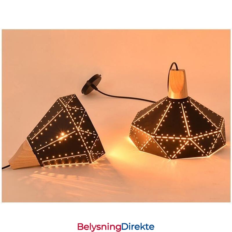 Industriell Retro Vintage Hengelampe Hul Lampeskjerm