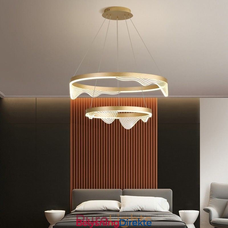 Golden Wave Ripple Pendellampe Taklampe Med 2 Lys