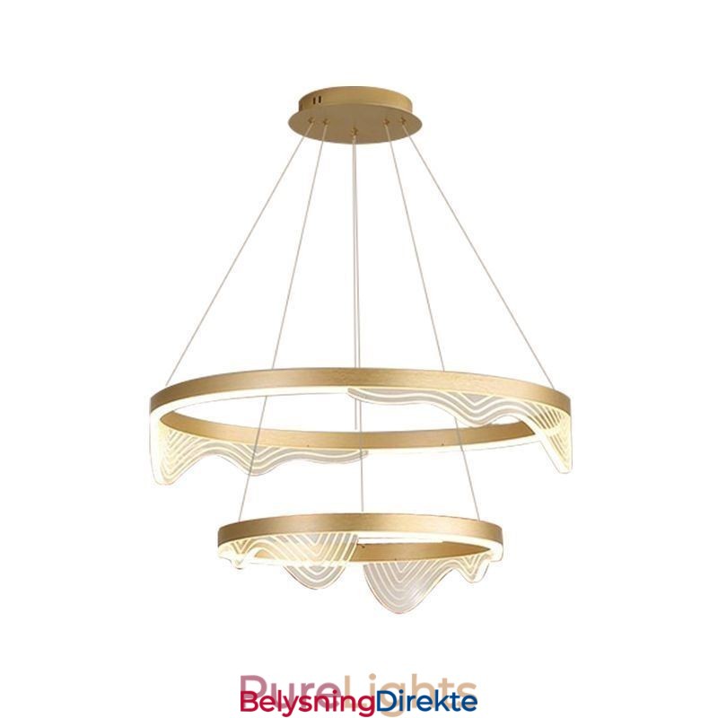 Golden Wave Ripple Pendellampe Taklampe Med 2 Lys