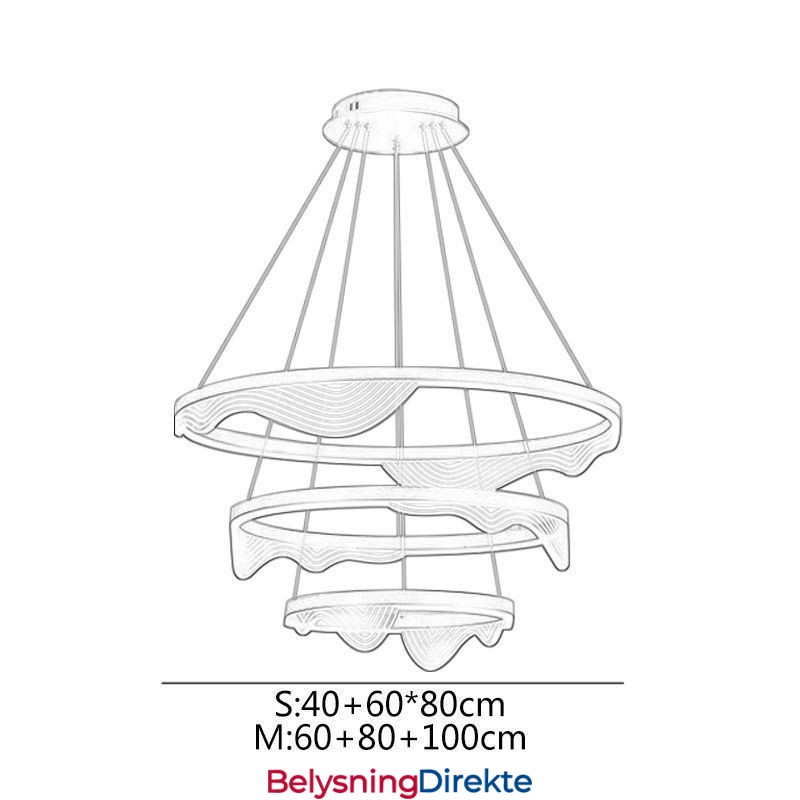 Pendellampe Golden Wave Ripple Hengelampe 3 Lys