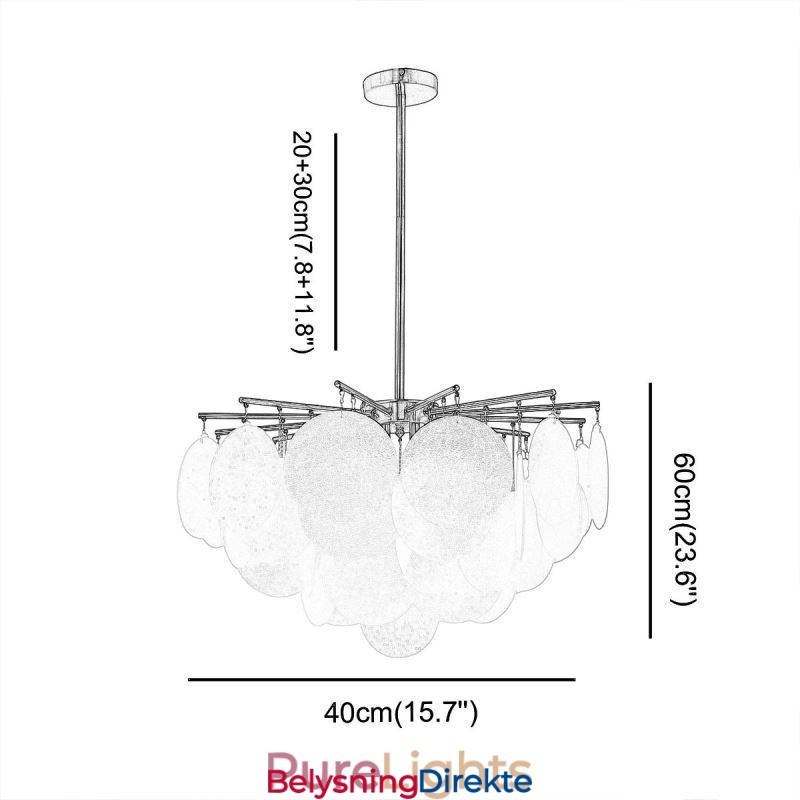 Moderne Hengende Lampe Med 6 Lys Og Glassform