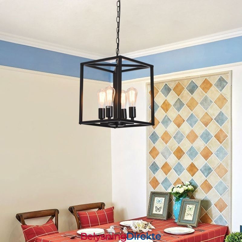 Moderne Enkel Pendellampe I Jernbur