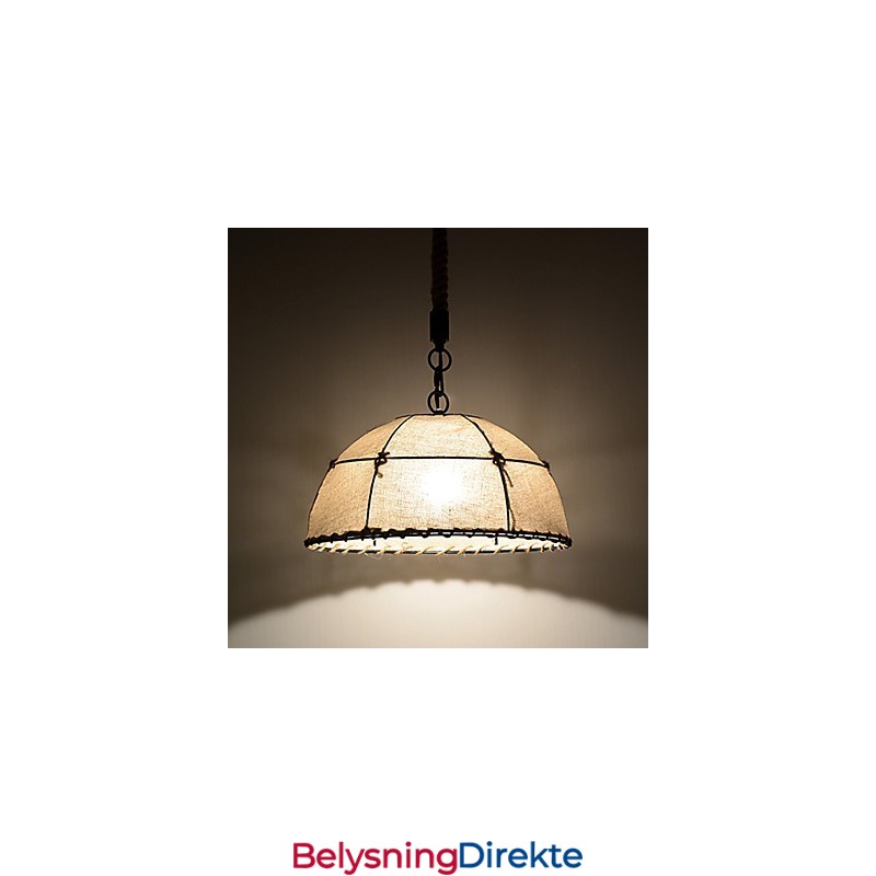 Halvrund Formet 1 Lys Pendellampe Vintage Stil Industristil Gul Stoff Og Metall Dråpelampe