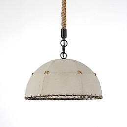 Halvrund Formet 1 Lys Pendellampe Vintage Stil Industristil Gul Stoff Og Metall Dråpelampe