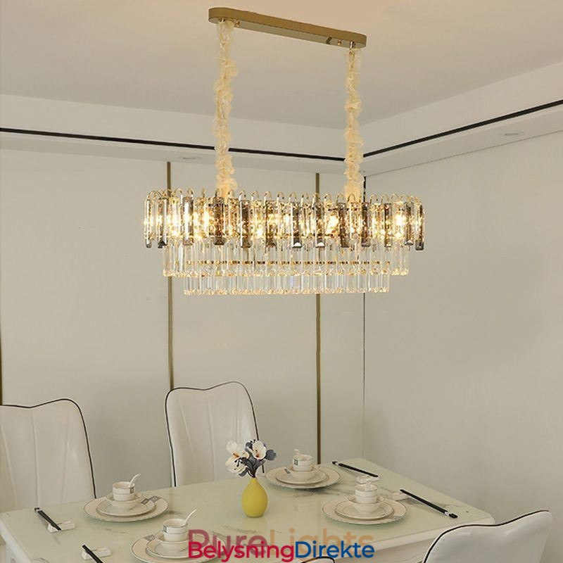 Rektangulær Pendellampe I Krystall I Tak