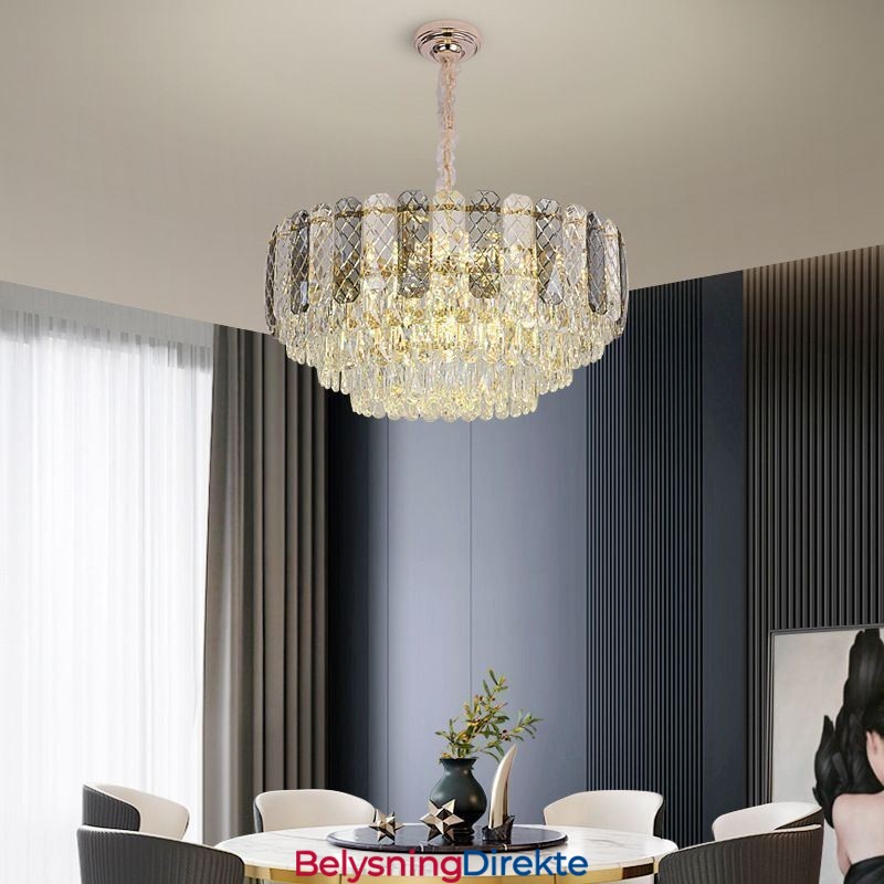 Europeisk Pendellampe Krystallrund Taklampe