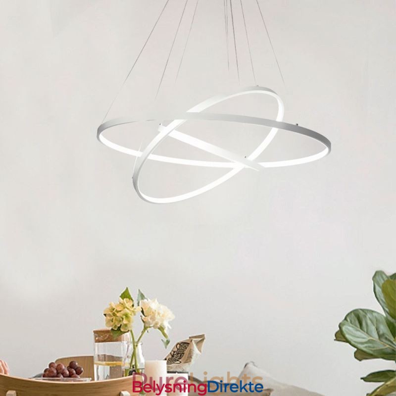 Moderne Pendellampe I Aluminium, Svart, Hengende Lampe Med 3 Ringer