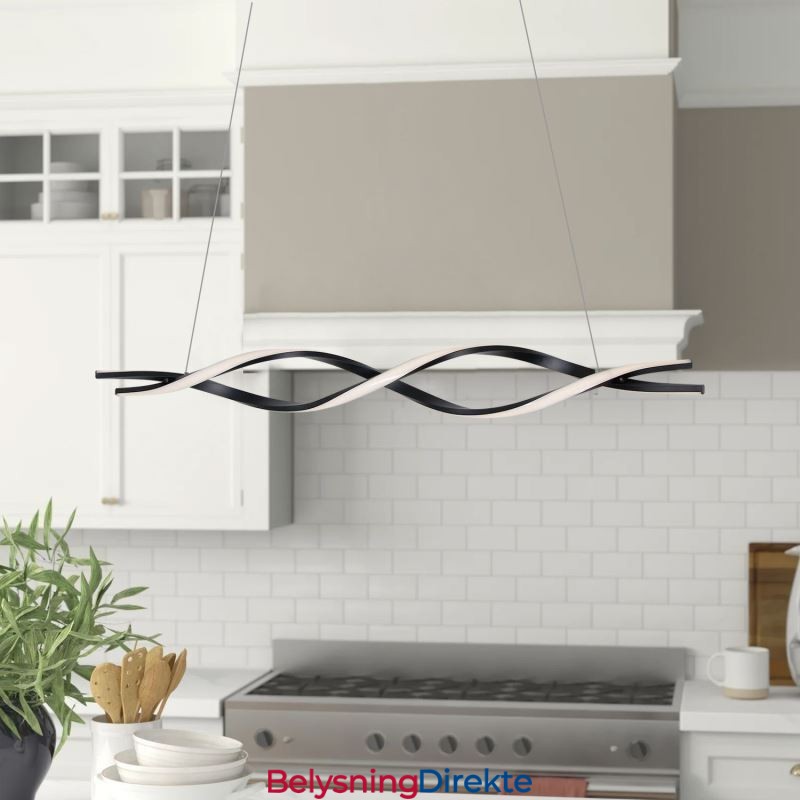 Moderne Pendellamper I Svart, Bølgeformet Hengende Lamper