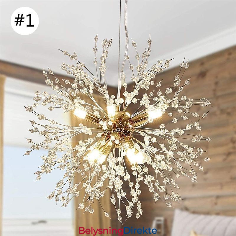 Fyrverkerikronekrone Med 8 Lys Og Løvetann-Anhengslampe