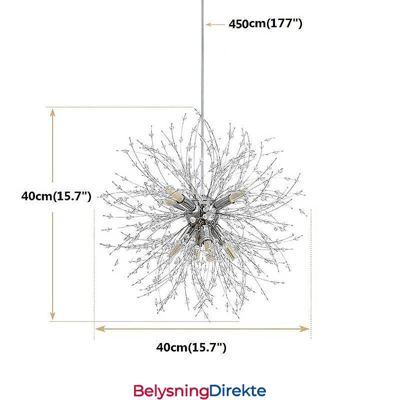 Fyrverkerikronekrone Med 8 Lys Og Løvetann-Anhengslampe