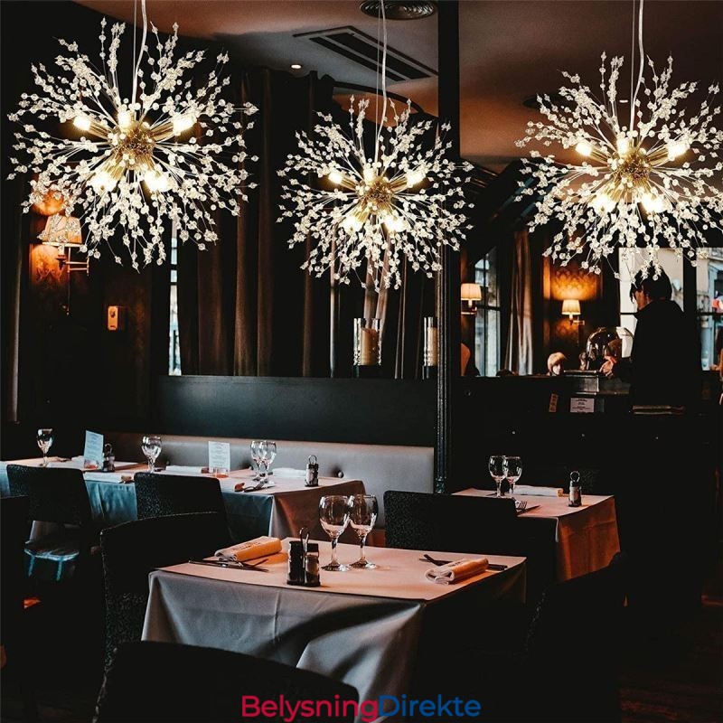 Fyrverkerikronekrone Med 8 Lys Og Løvetann-Anhengslampe