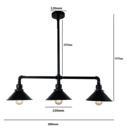 3-Lys Retro Industriell Vintage Vannrør Anhengslampe Lysekrone Landlig Rustikk Stil