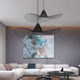 Jernpendellampe Enkel Stråhattlampe 1 Lys