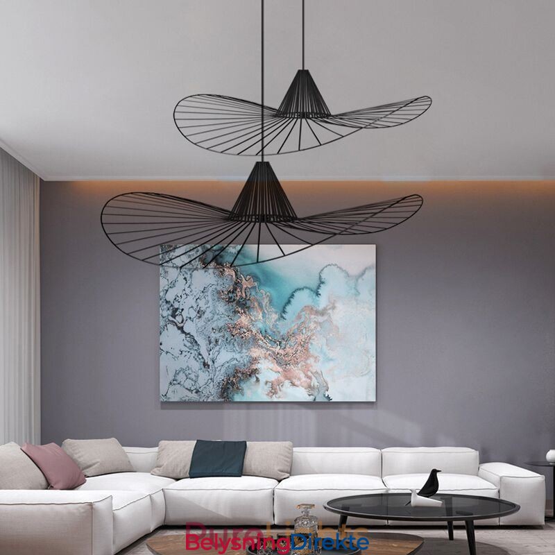 Jernpendellampe Enkel Stråhattlampe 1 Lys