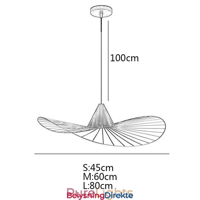 Jernpendellampe Enkel Stråhattlampe 1 Lys