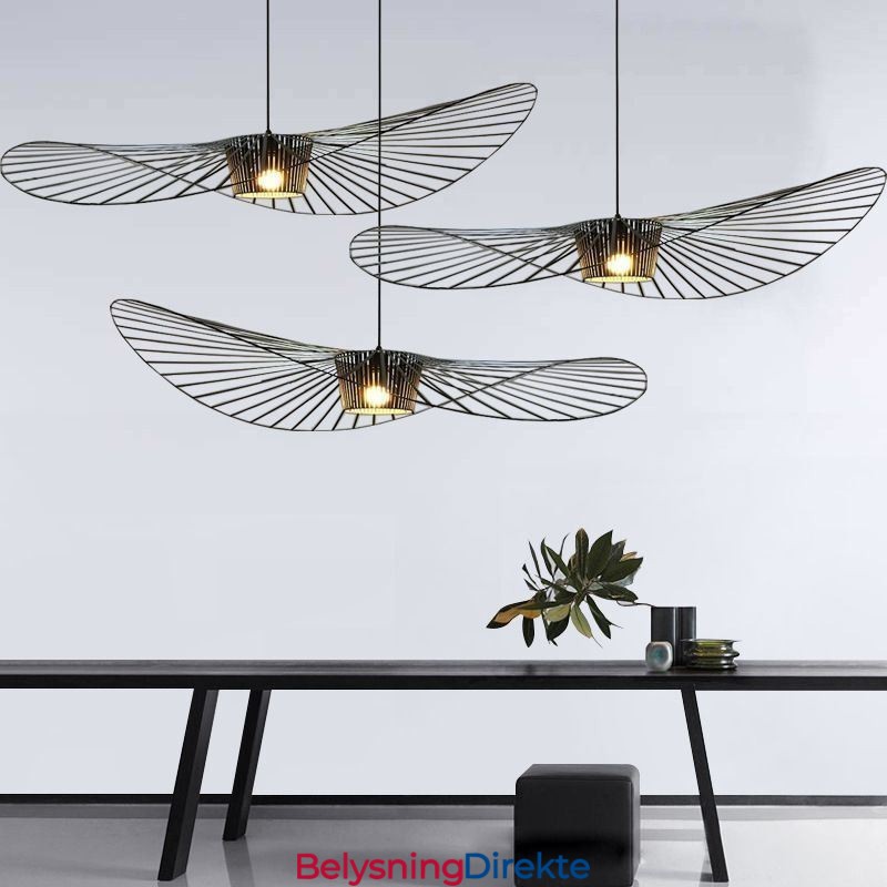 Jern Pendellampe Stråhattlampe 1 Lys