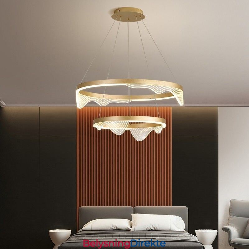 Golden Wave Ripple Pendellampe Taklampe Med 2 Lys