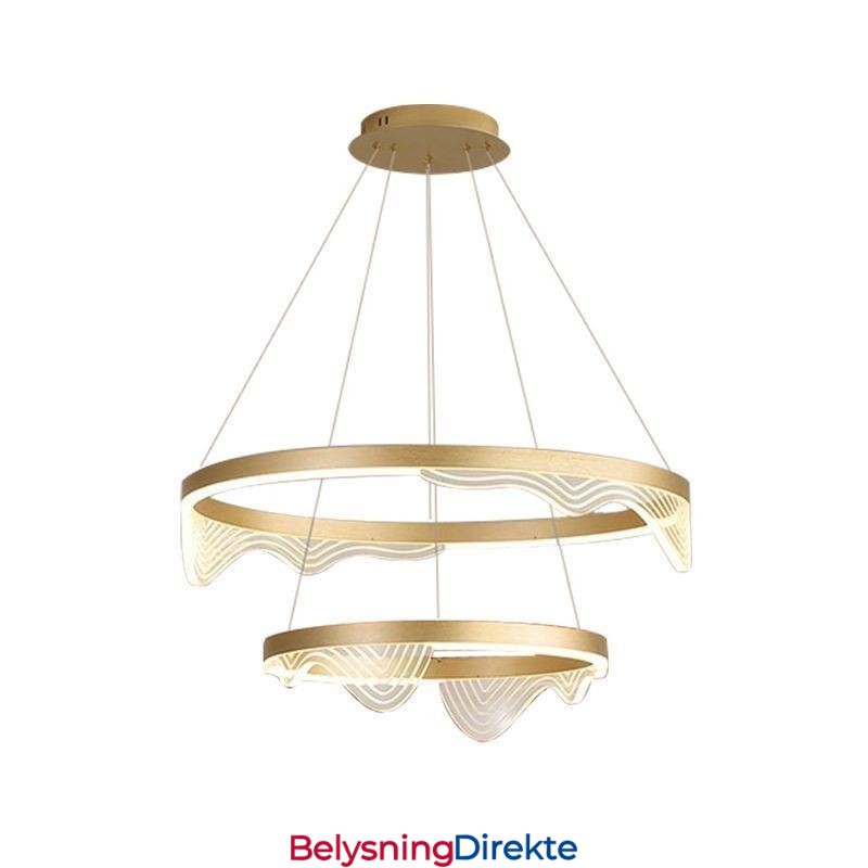 Golden Wave Ripple Pendellampe Taklampe Med 2 Lys