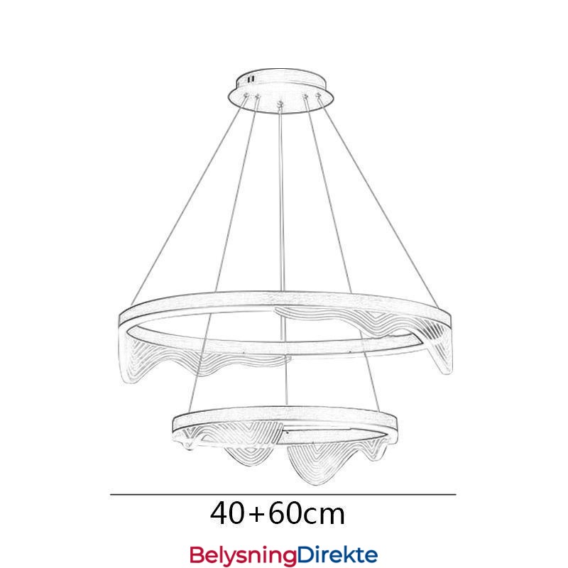 Golden Wave Ripple Pendellampe Taklampe Med 2 Lys