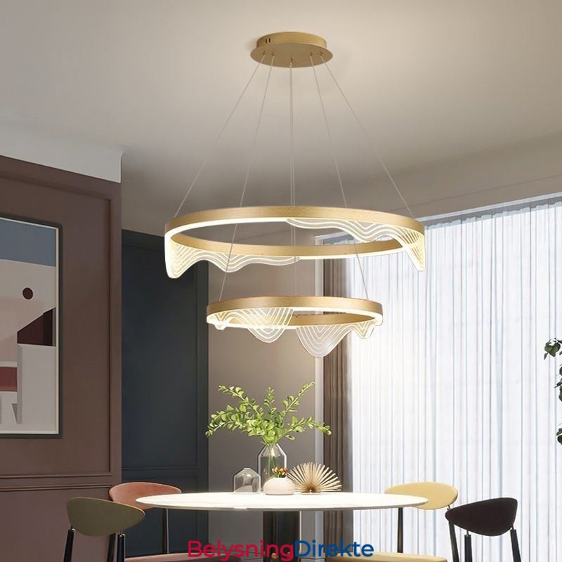 Golden Wave Ripple Pendellampe Taklampe Med 2 Lys