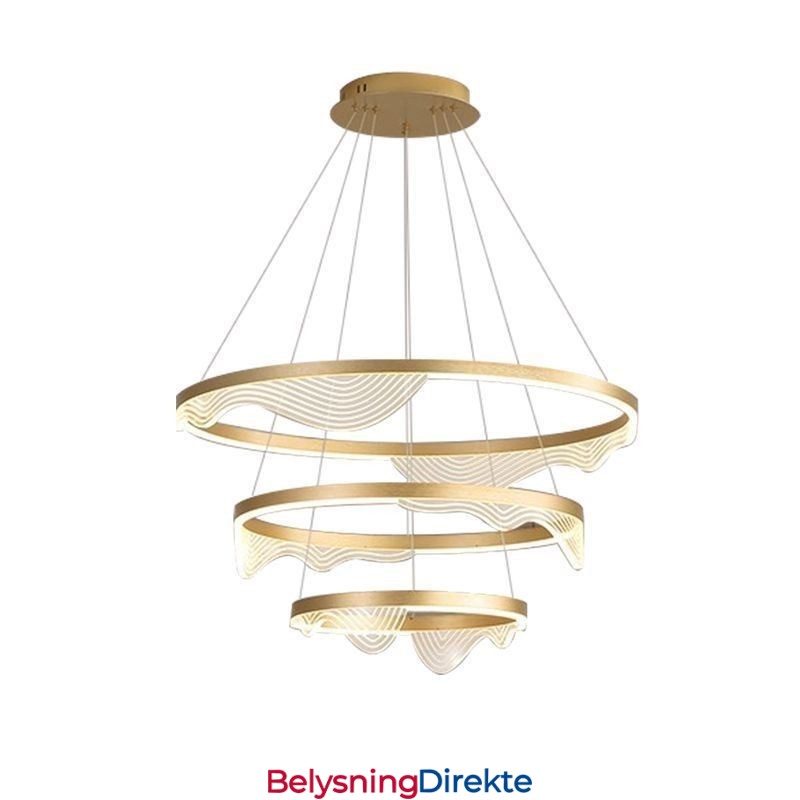 Pendellampe Golden Wave Ripple Hengelampe 3 Lys