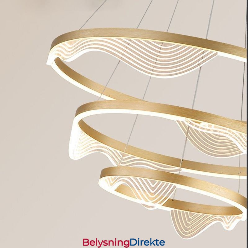Pendellampe Golden Wave Ripple Hengelampe 3 Lys