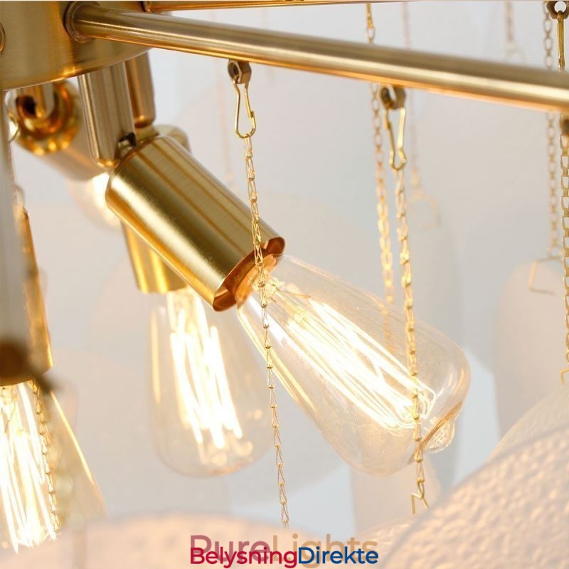 Moderne Hengende Lampe Med 6 Lys Og Glassform