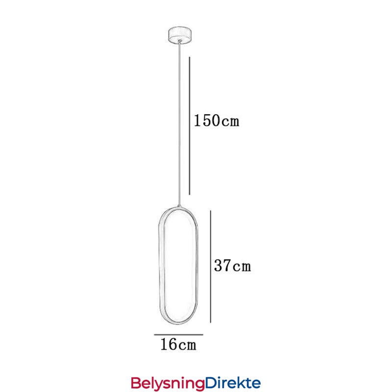 Oval Pendellampe I Akryl, Dekorativ Lampe