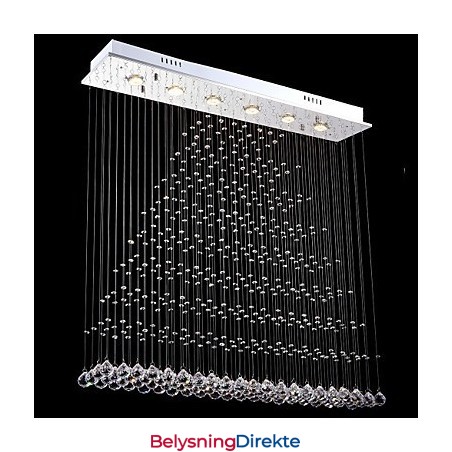 Rektangulær Krystall Pendellampe Taklysekrone Belysning Lamper Armaturer